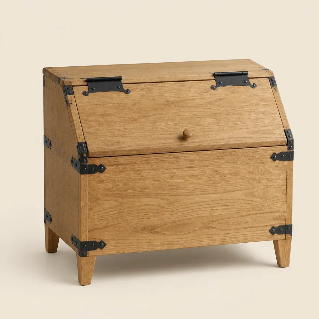 Huche à Pain en Bois et Métal